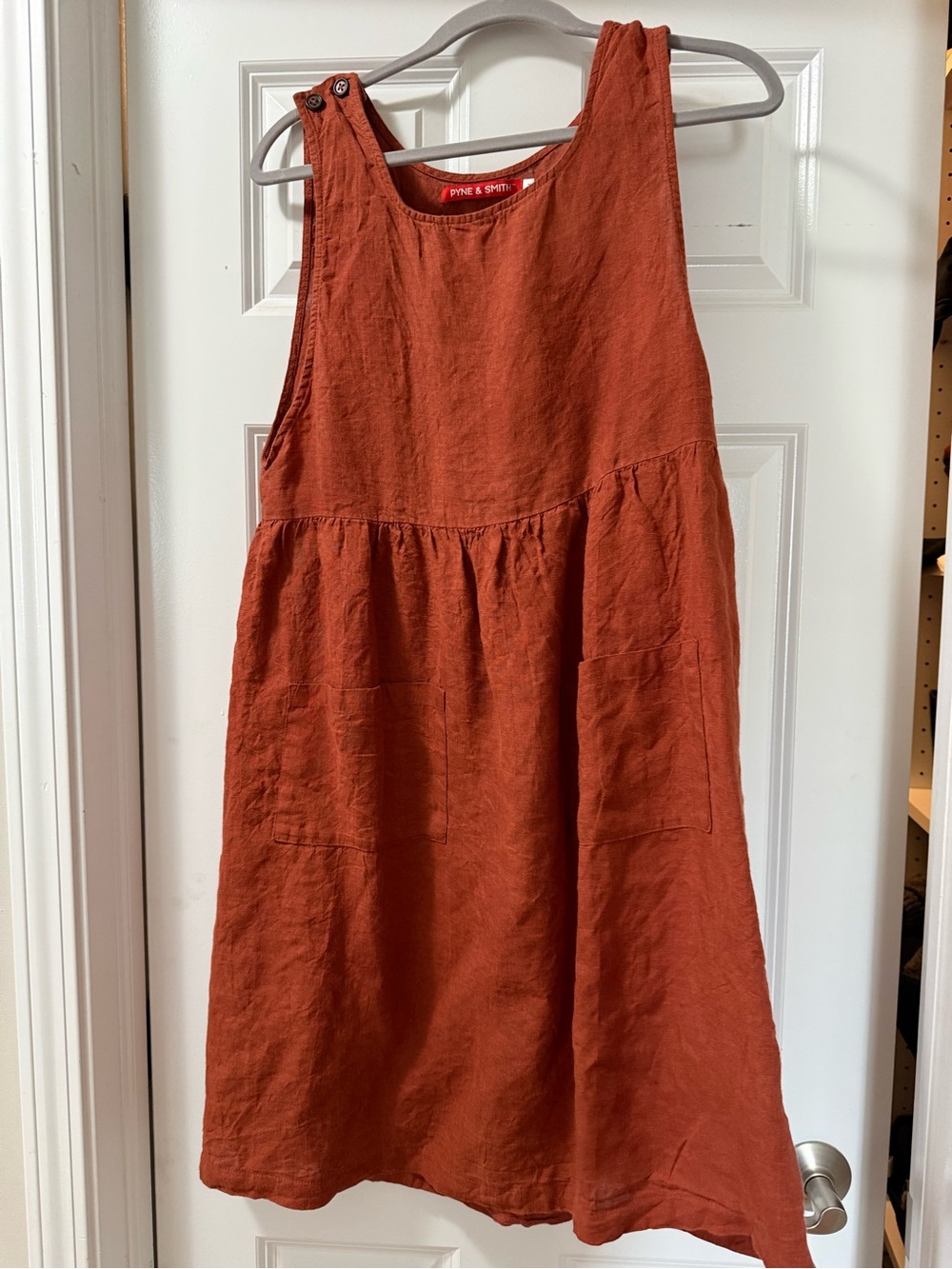 Pyne & Smith No. 32 Pinafore Linen Dress Rust Size medium